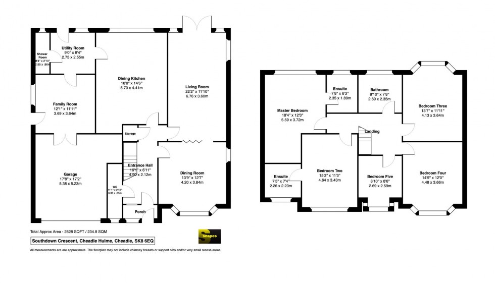 Floorplan for Southdown Crescent, Cheadle Hulme, SK8